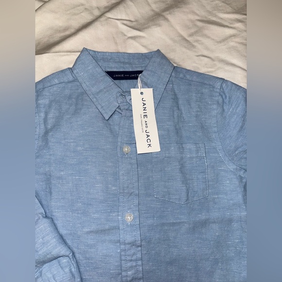 Janie and Jack Light Blue Casual Button Down Shirt - Picture 4 of 7